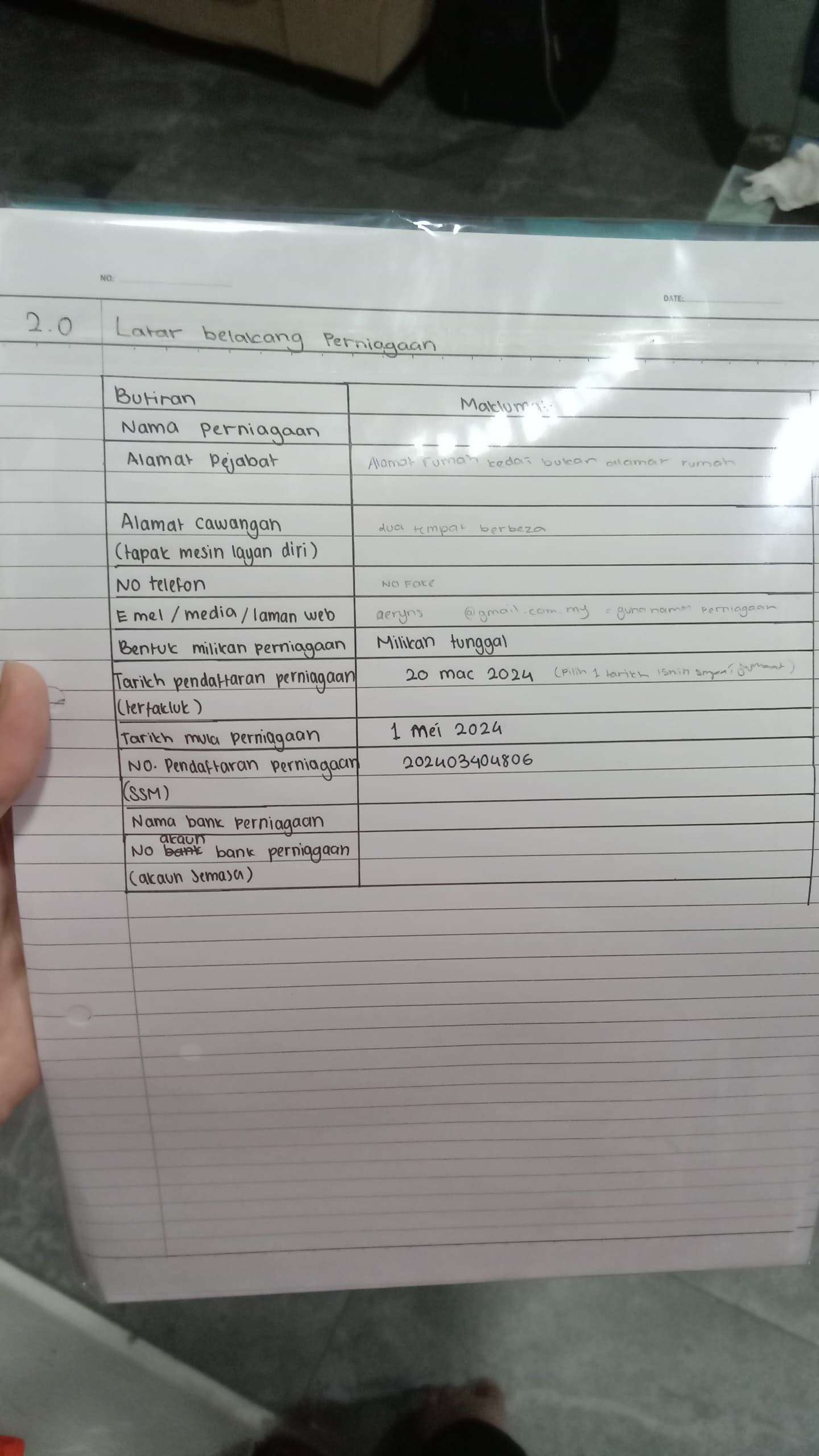 kerja khusus perniagaan 